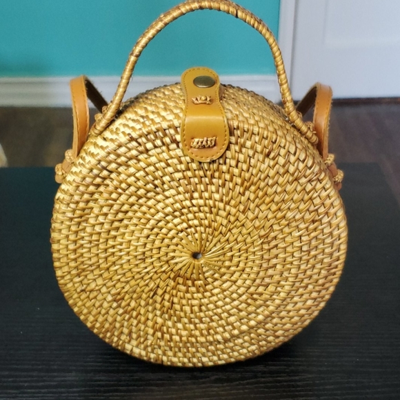 Handwoven Round Rattan Bag  - Picture 2 of 6